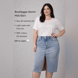 Light Wash Denim Midi Skirt